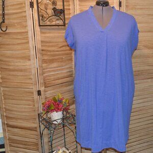 J. Jill 2X Periwinkle Blue Cap Sleeve V-neck Dress w/Pockets